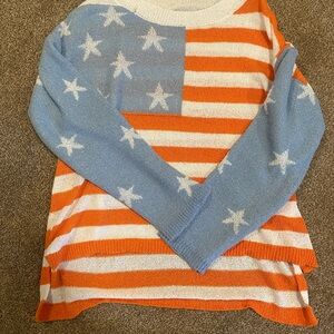 Patriotic Striped Sweater - Blue, Orange, White